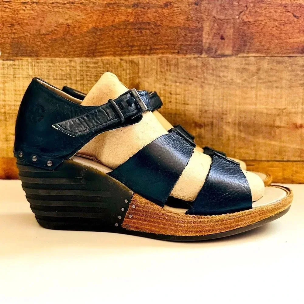 Dr. Martens Rare Vintage Leather Strappy Open Toe Wedged Sandals